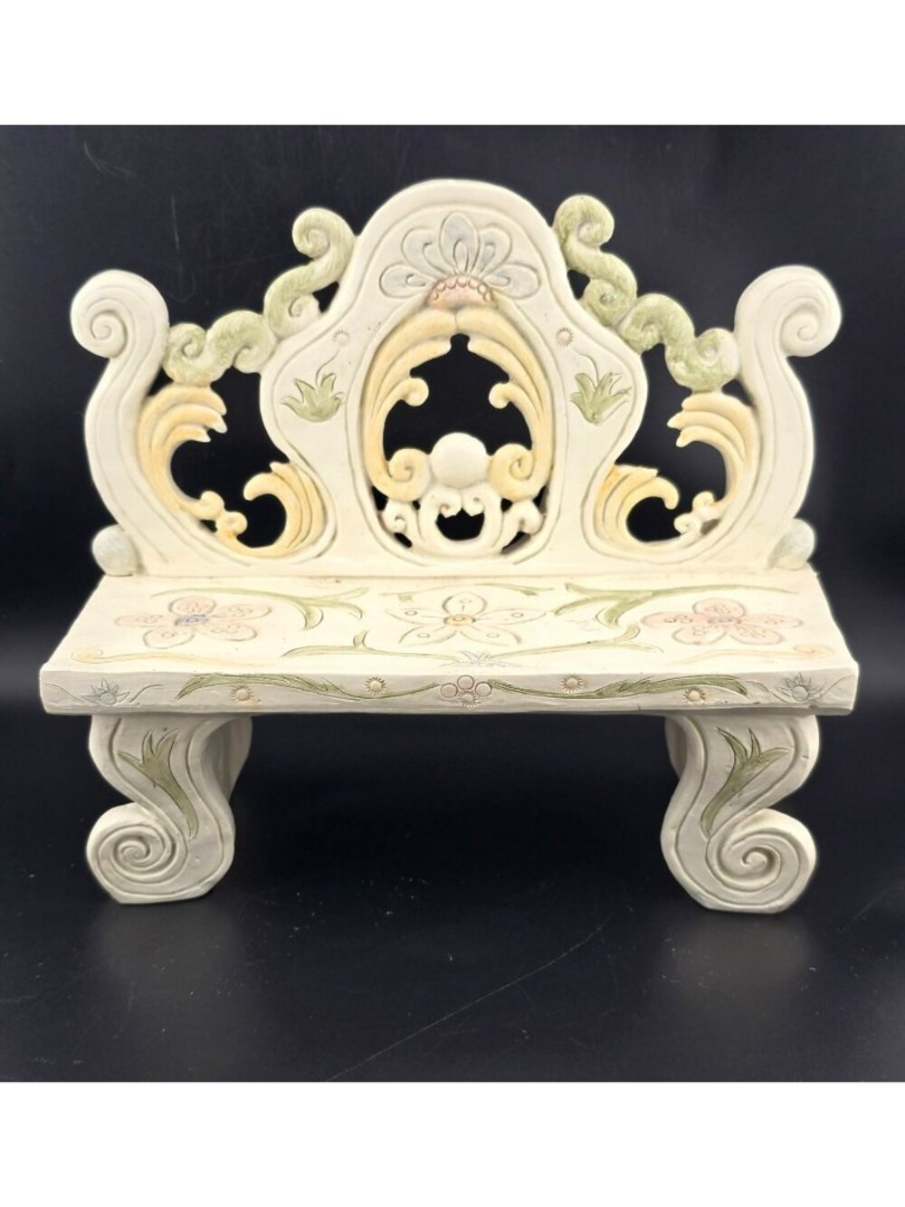 French Filigree Petite Doll Display Bench Hand-Painted - Picture 2 of 14